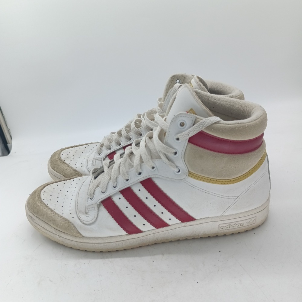Adidas Top Ten High Top Basketball Shoes White Red Gold S24133 Mens Size 11 s2